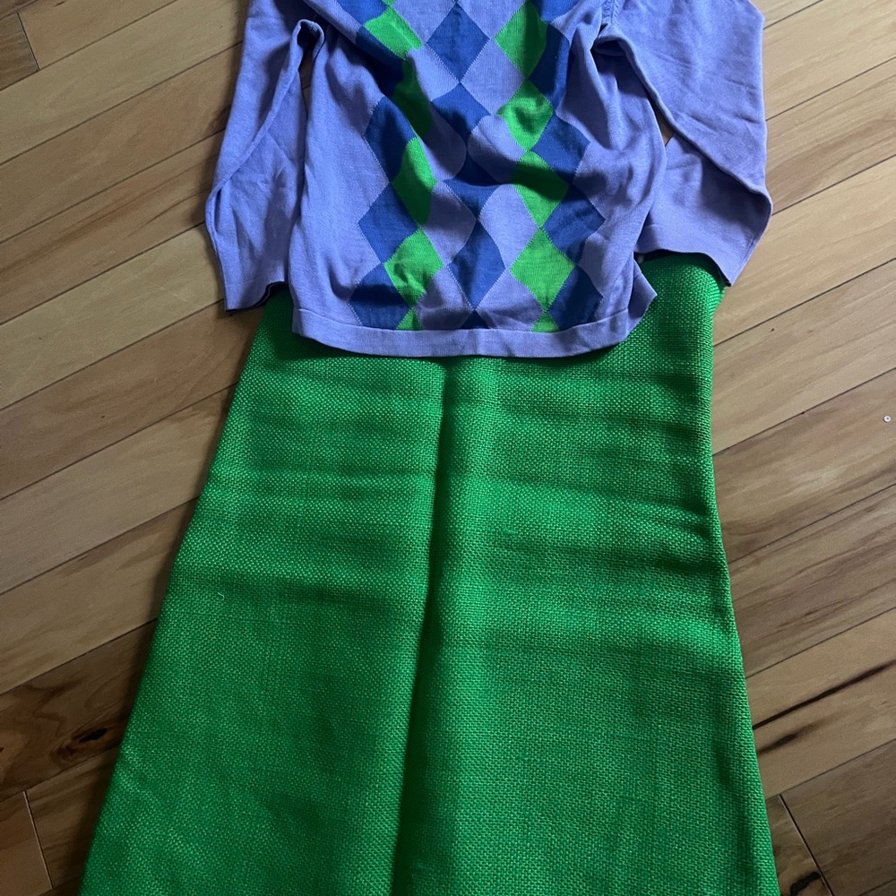 Marni bright green burlup cotton a line skirt